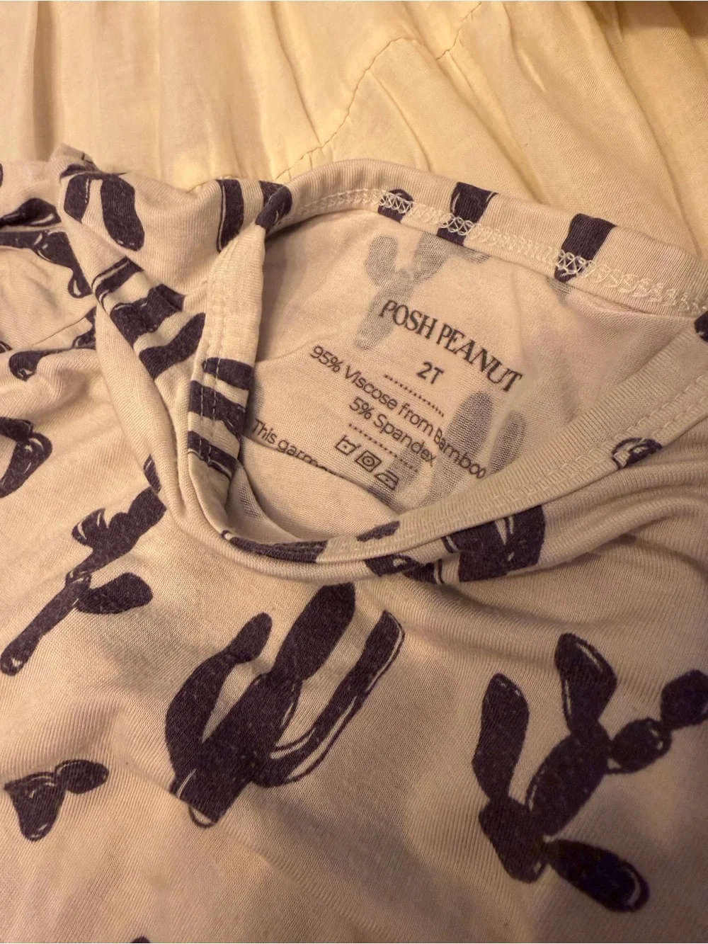 Posh Peanut Cream Pajama Set with Cactus Print